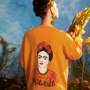 Frida Kahlo Graphic Orange Knit Sweater